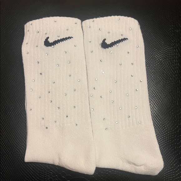 Nike Other - Bedazzled Nike White Crew Socks with Crystal Rhinestones - Women